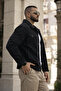 Men's Trendy Winter Slim-Fit Black Denim Jacket with Faux Fur Lining - 5