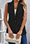 New Season Women's Sleeveless Collared Front Single Button Atlas Vest - 4