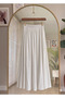 High Waist Elastic Waist Strawberry Fabric Long Summer White Skirt with Pockets - 3