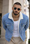 Men's Trendy Winter Slim Fit A.Blue Fleece-Lined Denim Jacket - 2