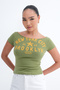 Kayık Neckline Printed T-Shirt P1895 - 4
