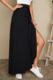 New Season Women's High Waist Belted Side Slit Long Sandy Skirt - 2