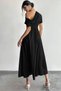 New Season Women's Off-The-Shoulder Short Sleeve Pleated Long Janjan Crepe Event Dress - 6