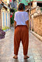 Brick Color Sezai Shalwar - 100% Cotton Muslin Fabric - 3