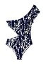 Minimalist Floral Patterned Asymmetrical Cut-Out Girls' Swimsuit