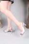 Kanye Open Front and Back Flat Patent Leather Heeled Shoes Beige - 4