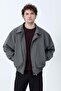 Men's Zippered Slim Jacket with Snap Detail and Double Pockets, Gray - 26Y 99544 - 3
