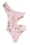 Artistic Sakura Pattern Asymmetrical Cut-Out Girls' Swimsuit - 2