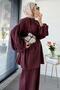 Oversize Birit Buttoned Linen Trousers Set - Claret Red - 5