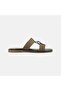 Women's Brown Suede Slippers with Metal Buckle Accessories - 2