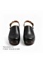 Black Leather Light Sole Buckle Women's Clogs Slippers - 3