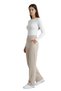 Women's Beige High Waist Wide Leg Pocketed Draped Comfortable Flexible Crepe Fabric Trousers - 3