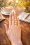 Orange-Colored Cat's Eye Stone Minimal Silver Ring - Shines in the Light, Adjustable - 3