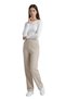 Women's Beige High Waist Wide Leg Pocketed Draped Comfortable Flexible Crepe Fabric Trousers - 7