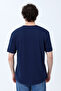 Men's Crew Neck Printed T-Shirt Navy Blue - 26Y 4074 - 5