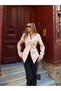 Waist-Tie Detail, V-Neck, Buttoned Design, Stylish, Fitted Waist, Equivalent Blazer Jacket Blouse