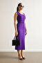 Button Detailed Fabric Dress Purple - 5
