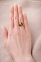 Amber-Colored Cat's Eye Stone Minimal Silver Ring - Glowing under Light, Adjustable - 4