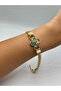 Stone Straw and Clover Detailed Steel Bracelet - 2