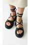 Ankle Strap Black High Sole Summer Women's Sandals Slippers - 5