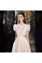 White A-Line Dress with Lace Embroidery and Cutouts, Round Neckline - 4