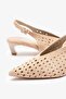 Winky Beige Suede Leather Women's Perforated Heeled Shoes - 5