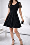 Women's Round Neck Short Sleeve Summer Viscose Dress - 4