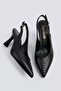 Black Satin Textured Mid-Heeled Pointed Toe Women's Thin Heeled Shoes