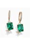 Emerald Green Baguette Stone Star Detailed Gold Plated Steel Earrings - 2