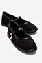Women's Buckle-Strapped Fishbone Ballerinas Black