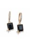 Black Baguette Stone Star Detailed Gold Plated Steel Earrings - 2