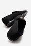 Women's Round Stone Buckle Knitwear Flat Toe Shoes Black - 4