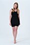 Women's Black Strappy Thin Covered Tights Dress Swimsuit