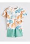 Lcw baby ecru animal print baby boy t-shirt and shorts set - 2