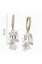 Luxury Design Square Baguette Stone Star Dangle Steel Earrings - 3