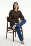 Brown Regular Fit Crew Neck Belted Jacket 7672