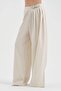 Women's Leather Buckle Detailed Front Pleated Design Wide Leg Trousers - 3