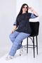Plus Size Stone Printed Batik Pattern Cotton Fabric Tunic and Denim Printed Stretchy Trousers Premium Set - 4