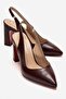 Women's Mirrored Open-Back Heeled Shoes Bordo Kirişik