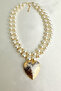 Dorika Detail Pearl Row Design Heart Cover Necklace (45cm) - 3