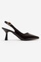 Women's Double Buckle Pointed Heeled Shoes; Brown Crinkled - 2
