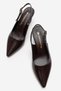 Women's Double Buckle Pointed Heeled Shoes; Brown Crinkled - 5