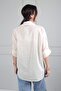 Women's Floral Pattern Embossed Sequin Embroidered Italian Cotton Shirt - 4