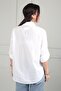 Women's Floral Pattern Embossed Sequin Embroidered Italian Cotton Shirt - 4
