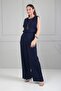 Women's Lace-Up Back Collared Wide Size Range Crepe Jumpsuit - 3