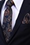 Hand Made 8 cm Shawl Pattern Navy Blue Tile Color Handkerchief Tie - 3