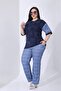 Plus Size Stone Printed Batik Pattern Cotton Fabric Tunic and Denim Printed Stretchy Trousers Premium Set