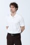 Men's Polo Collar Sleeve Decorated Label Cotton T-Shirt White - 26Y 4051 - 3