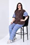 Plus Size Stone Printed Batik Pattern Cotton Fabric Tunic and Denim Printed Stretchy Trousers Premium Set - 8