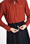 Vaha Collection Textured Fabric Shirt Collar Brick Color 5 Piece Full Hijab Swimsuit Set 6029 - 7